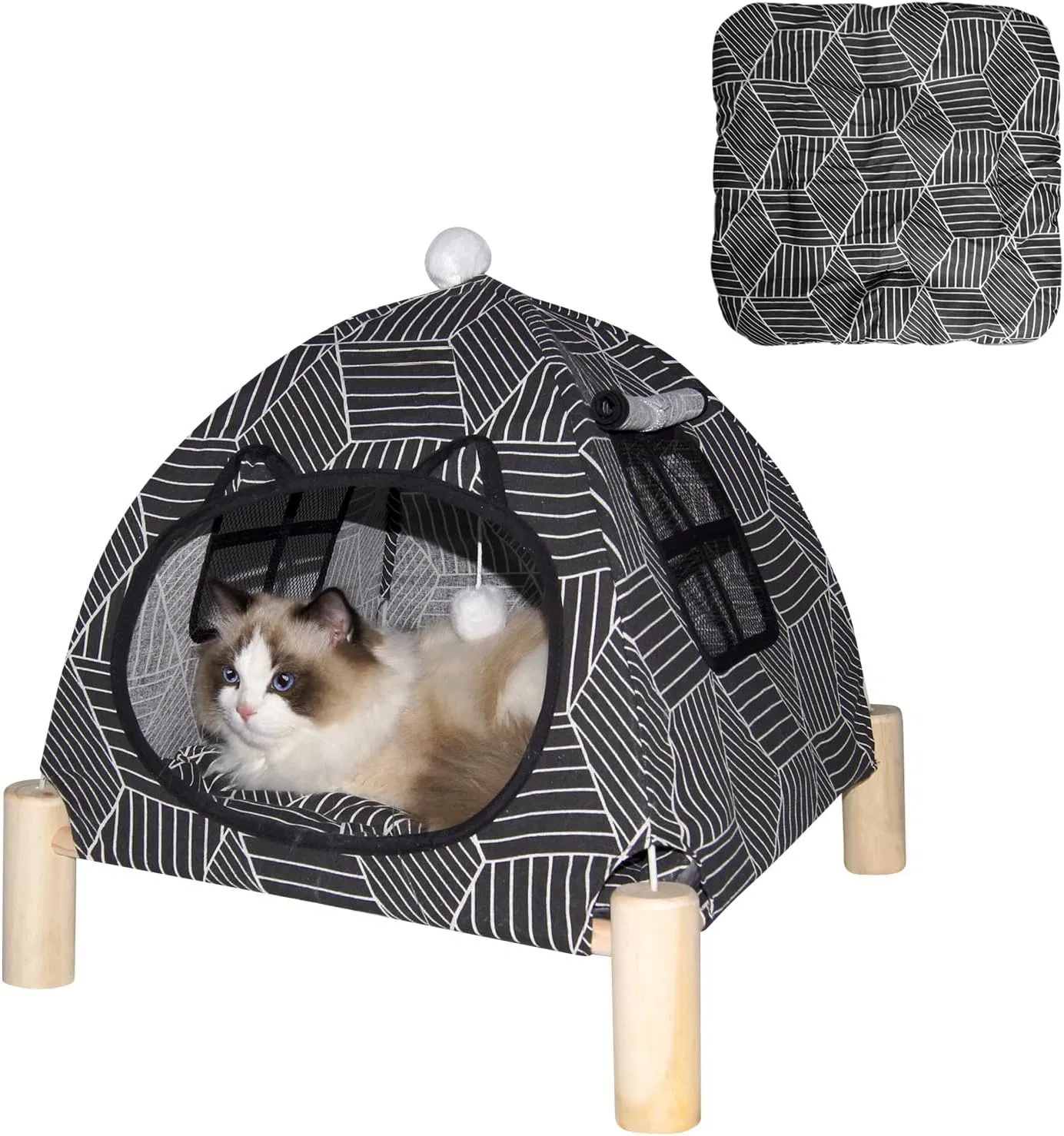 Tente chat portable pliable lit coussin lavable