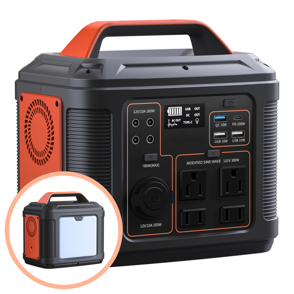 Station énergie 296Wh 80000mAh 300W-600W lithium camping RV solaire