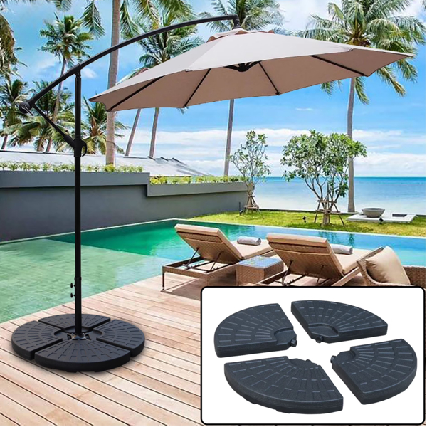 Base parasol patio 145 lb cantilever 4 pièces noire
