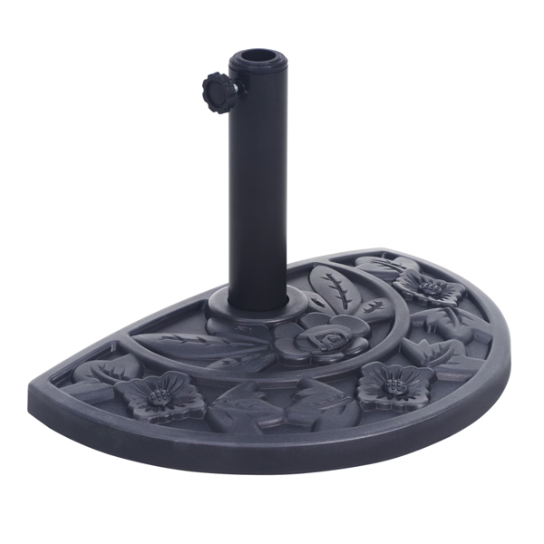 Base parapluie demi-rond motif rose 20 lbs noir