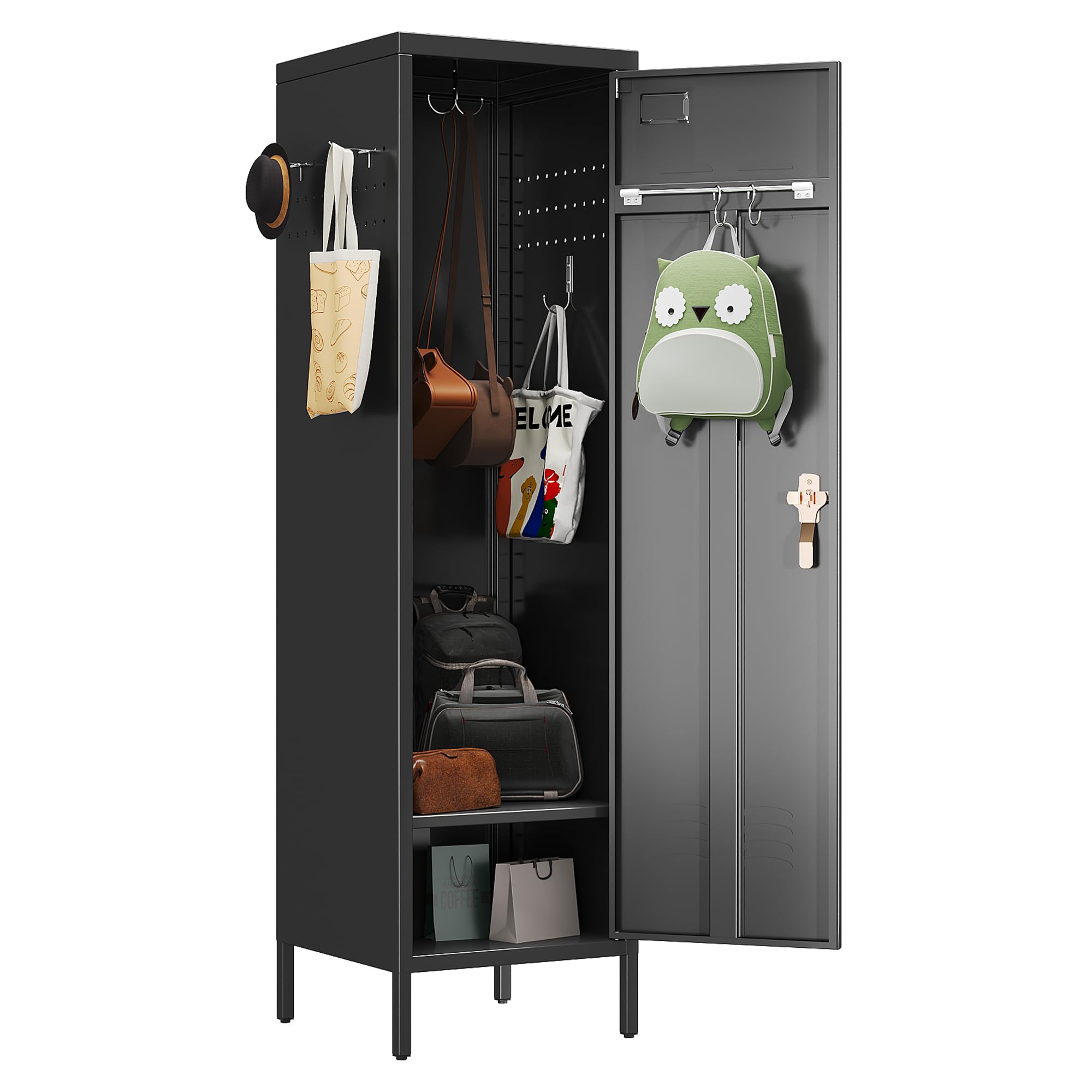 SUPEER casier métal 1 porte noir bureau école
