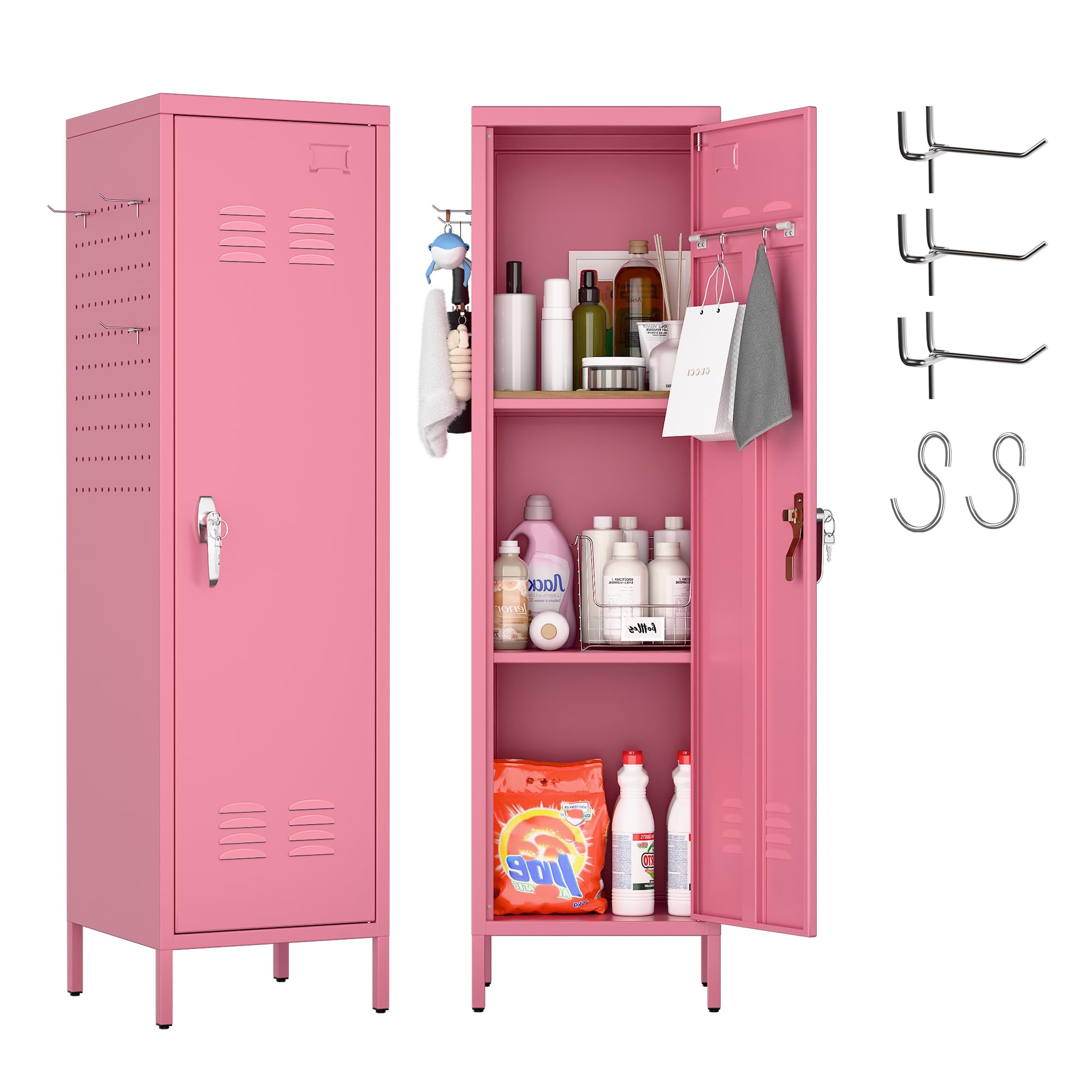 SUPEER casiers métal verrouillables rose 54.45x15x15"