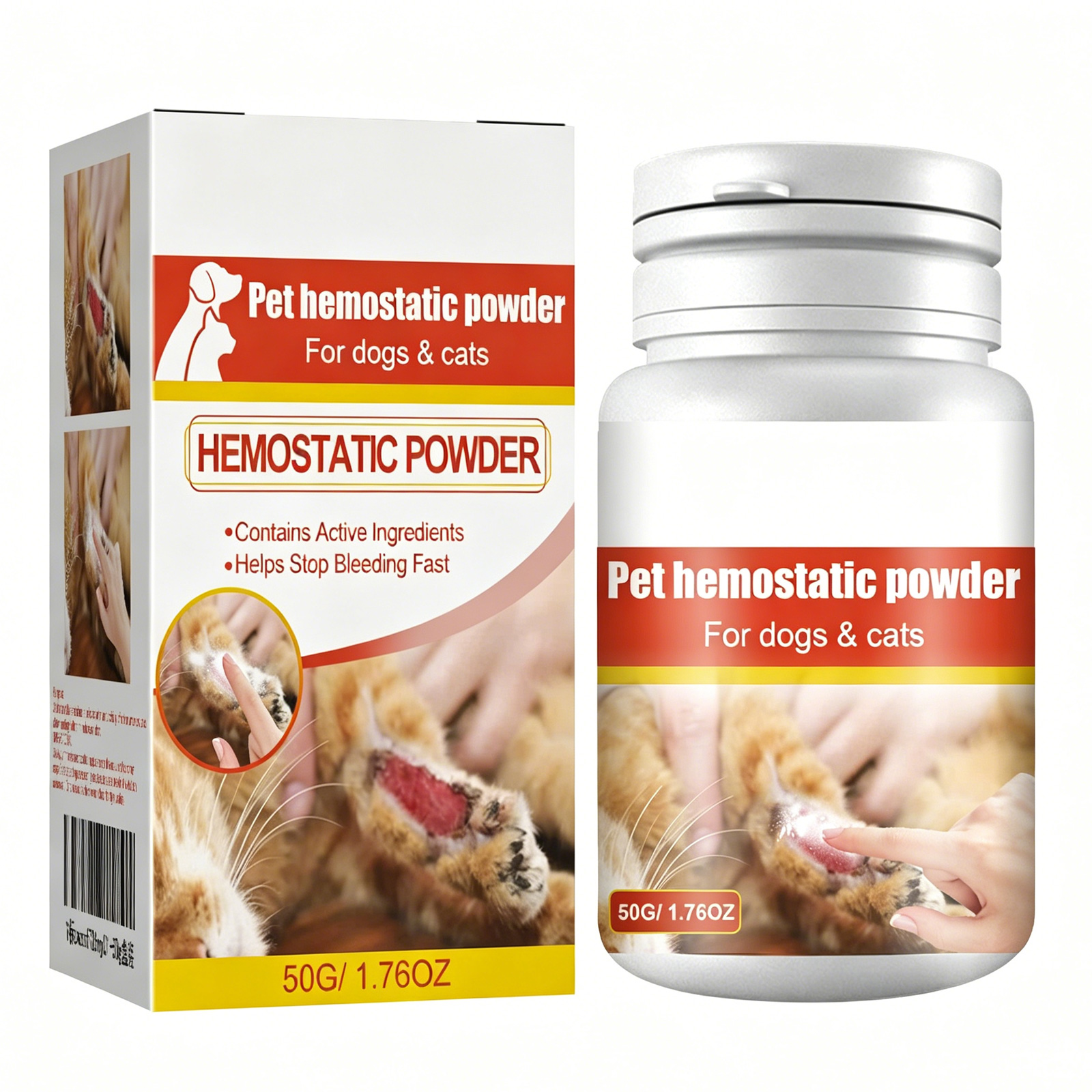 Poudre hémostatique animaux, arrête saignement, cicatrisation, 50 g