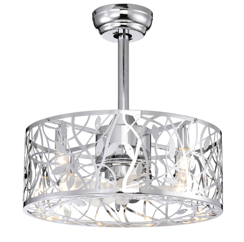 Ventilateur plafond 18po 5 pales style industriel cage chrome 3 vit