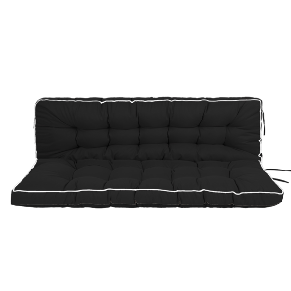 Coussin balançoire 63 po, imperméable 4po épais avec dossier-noir