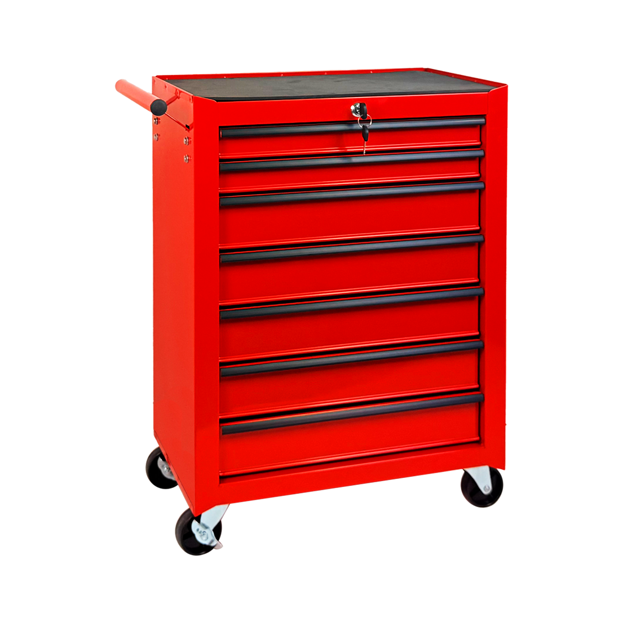 Chariot rangement 7 tiroirs roulettes sommier amovible rouge