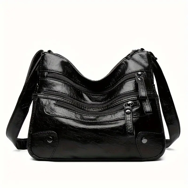 Sac à bandoulière femme cuir lavé grande capacité