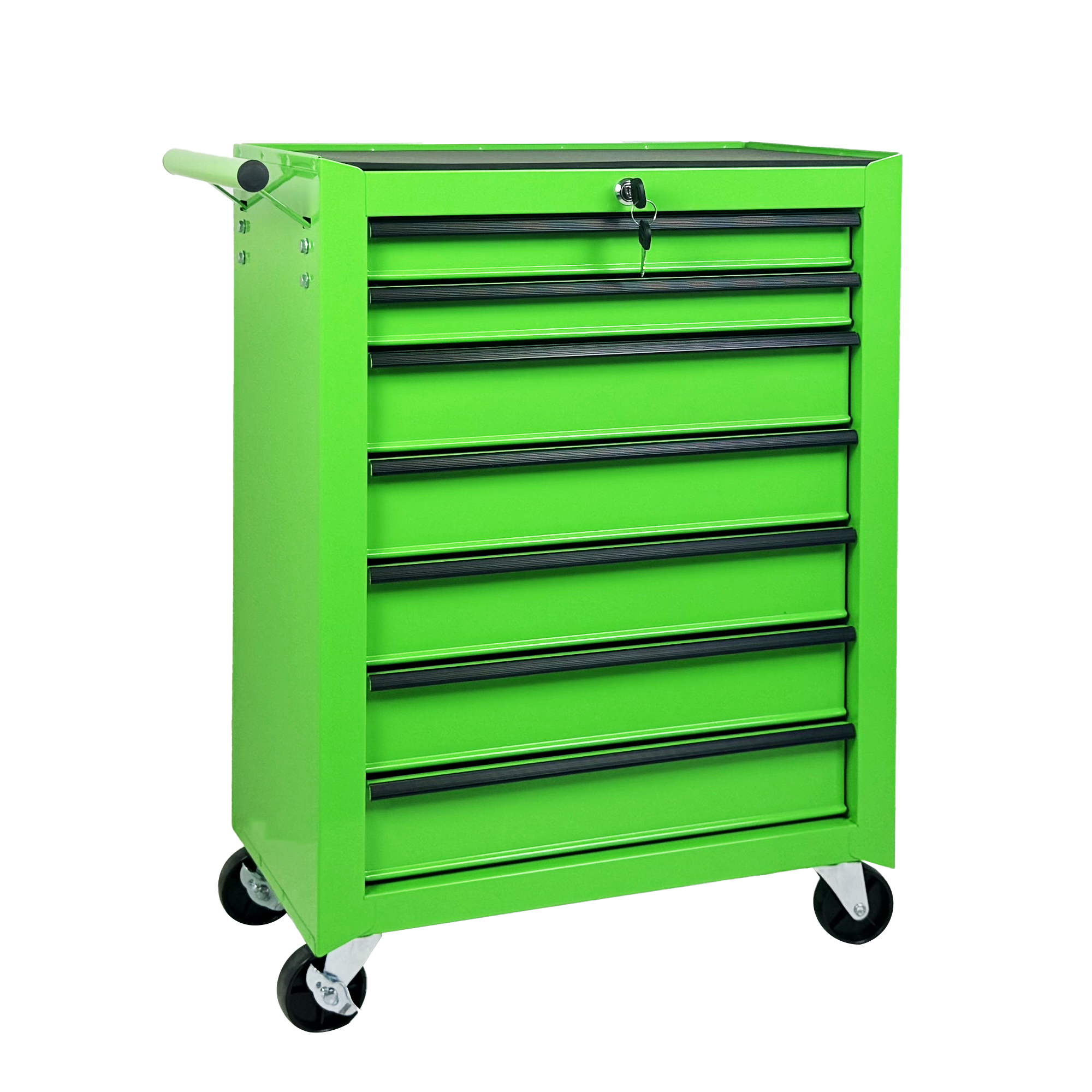 Chariot rangement 7 tiroirs roulettes sommier amovible vert