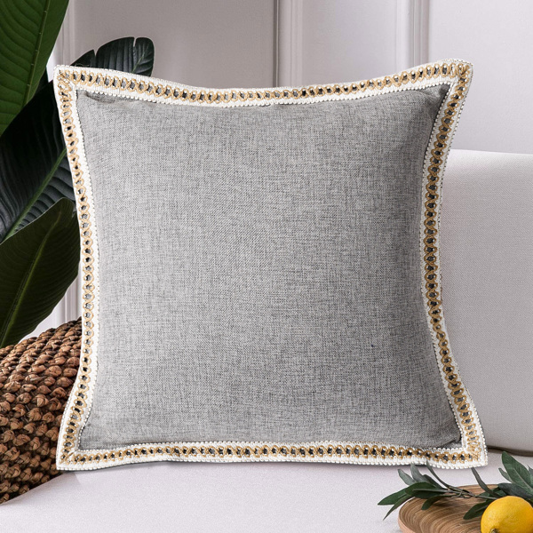 2 Housses coussin lin vintage 20x20 po
