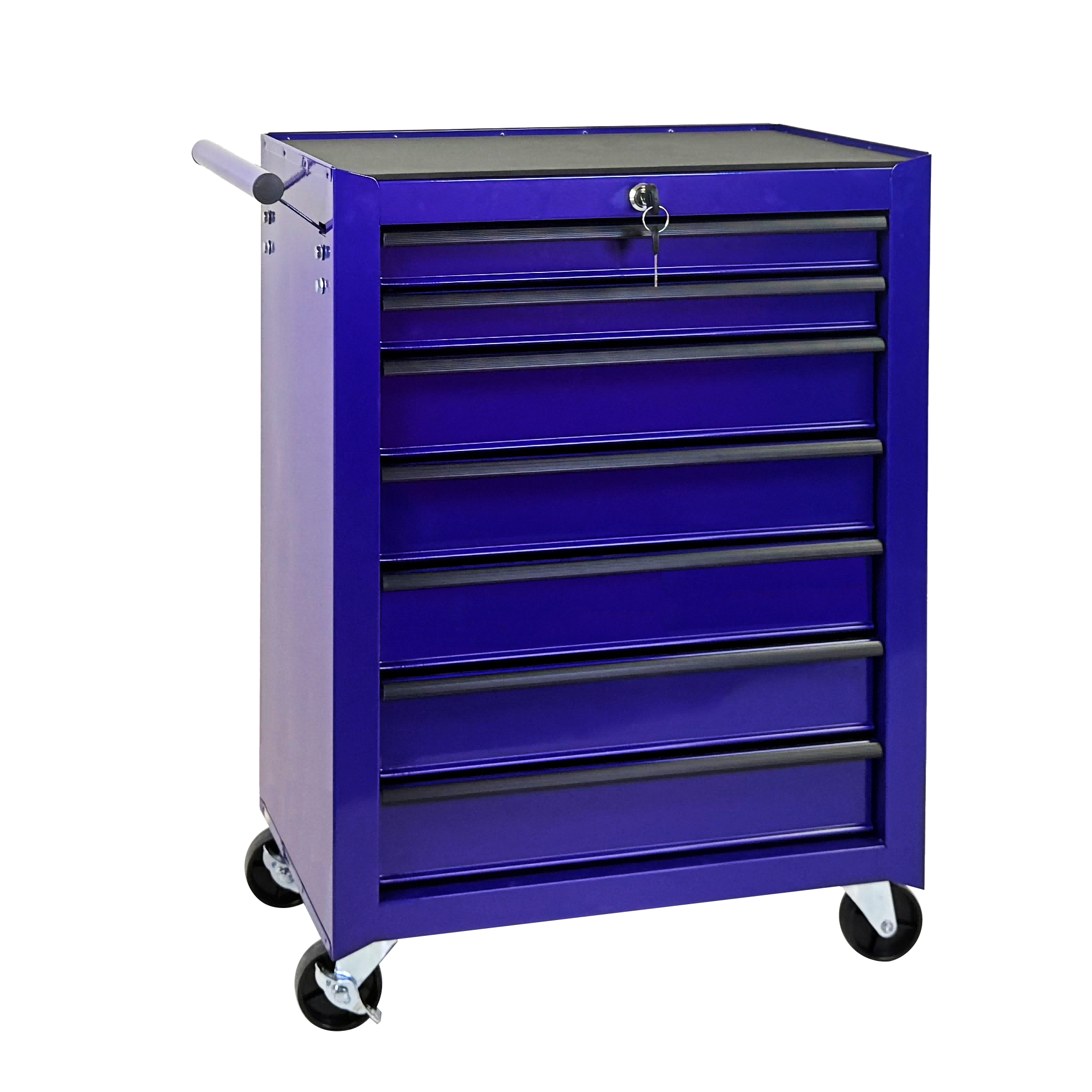 Chariot rangement 7 tiroirs roulettes sommier amovible mauve