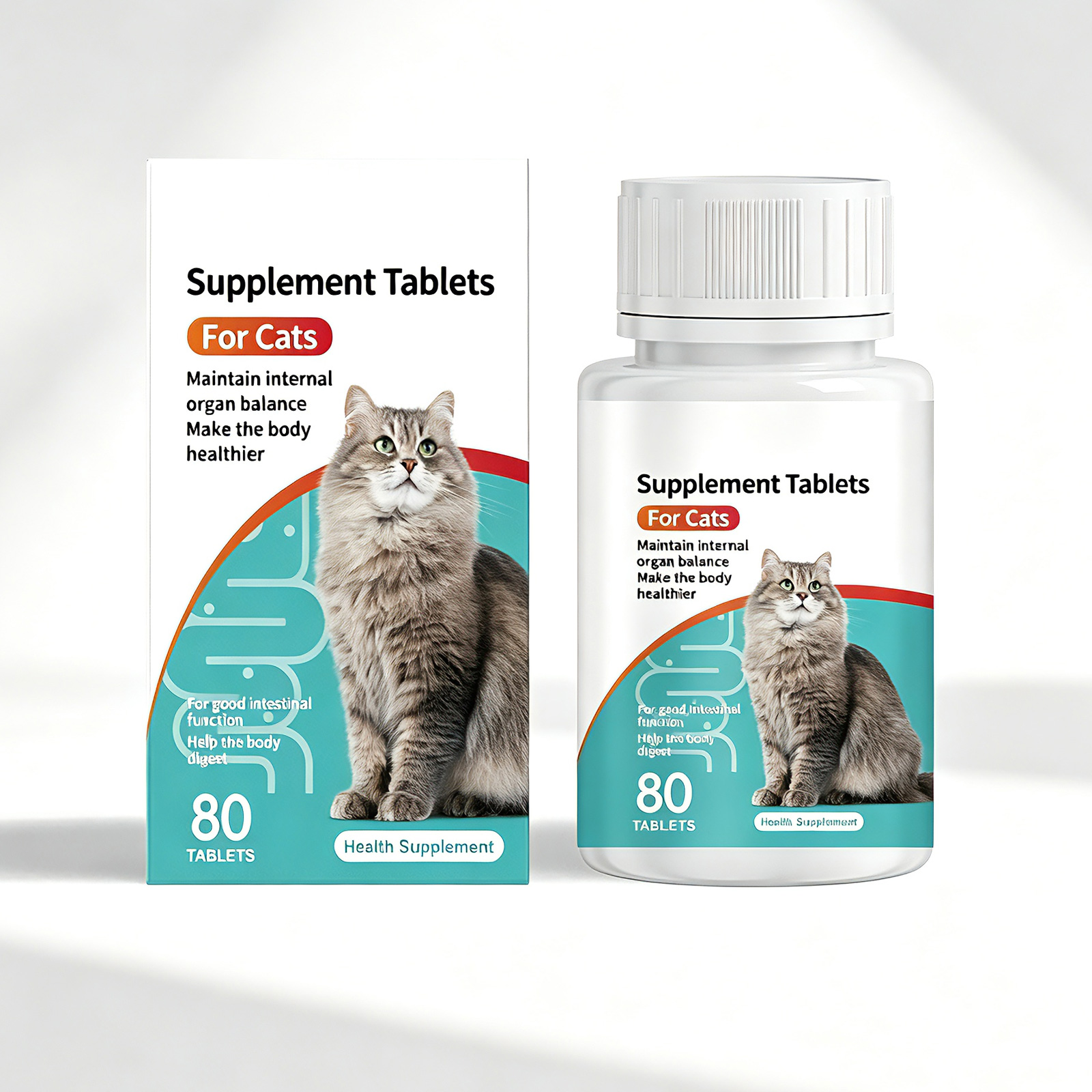 Probiotiques chat 80 comprimés, santé digestive, immunité, peau vision