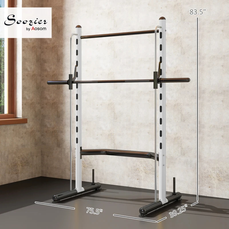 Rack squat barre traction banc ajustable multi-fonction blanc
