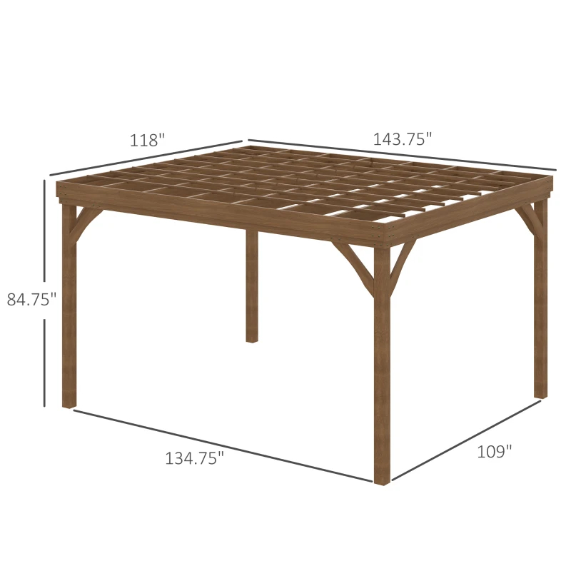 Pergola bois 10'x12' avec support bêche, brun