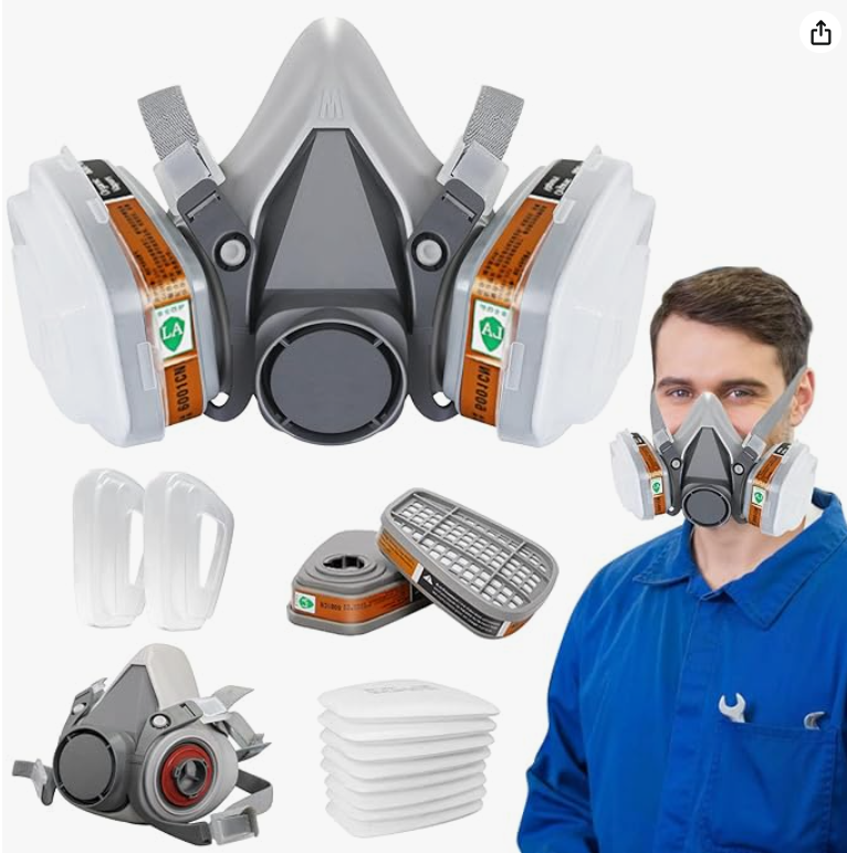 Masque respirateur demi-visage pour travaux bois/peinture/sablage
