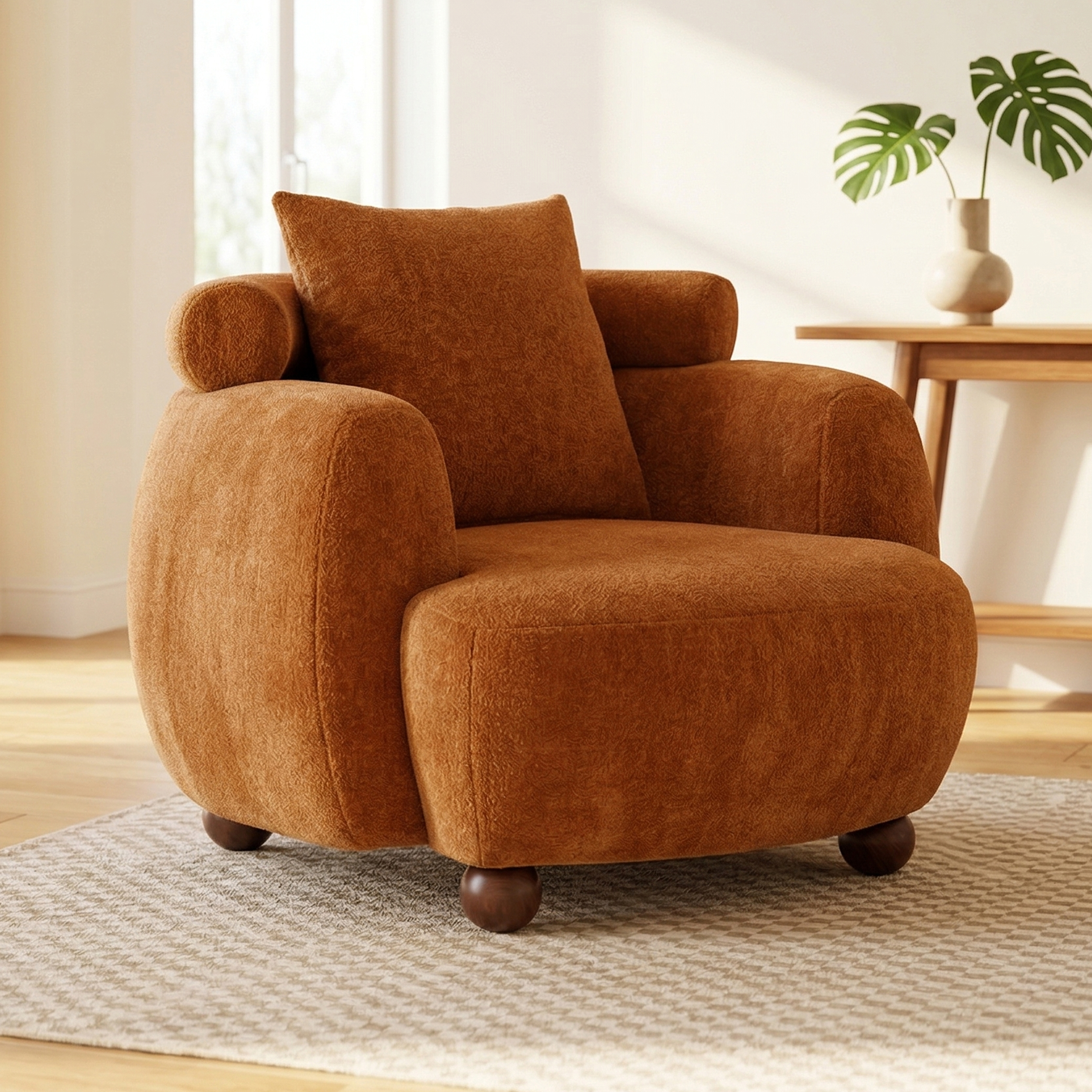 Fauteuil nordique chenille 38po caramel relax