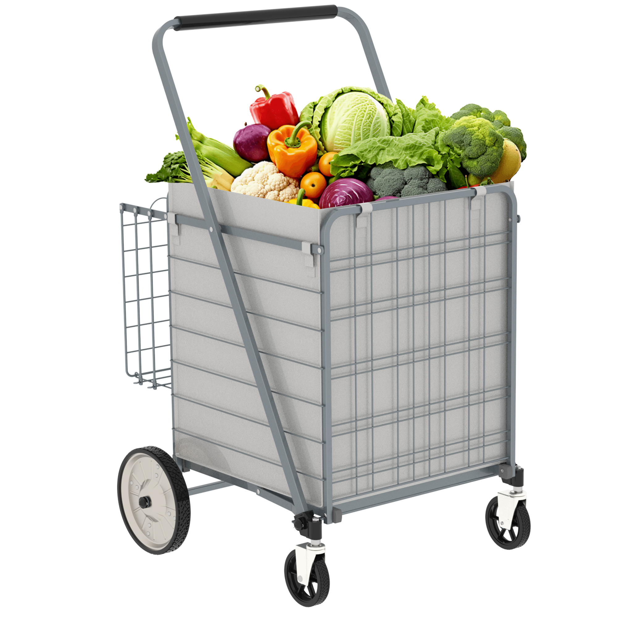 Panier courses géant pliable gris, 2 paniers