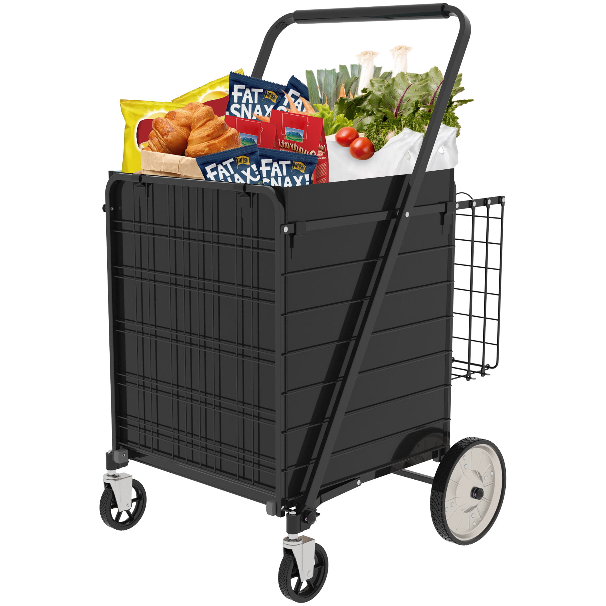 Chariot supermarché géant panier double roues