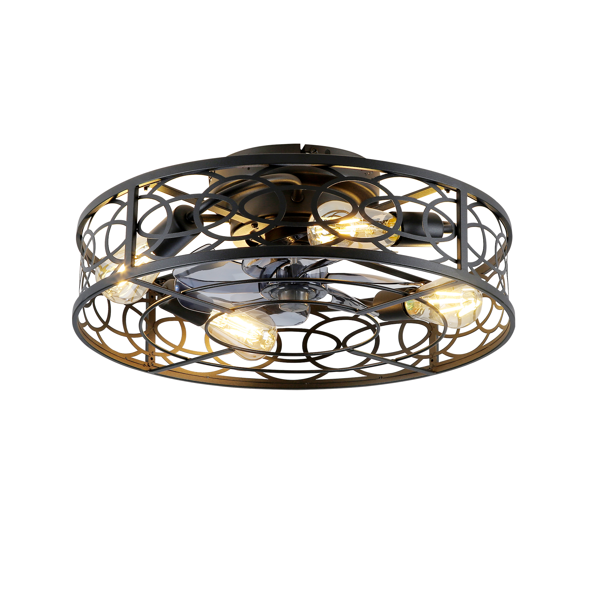 Ventilateur plafond 20" cagé télécommande blanc