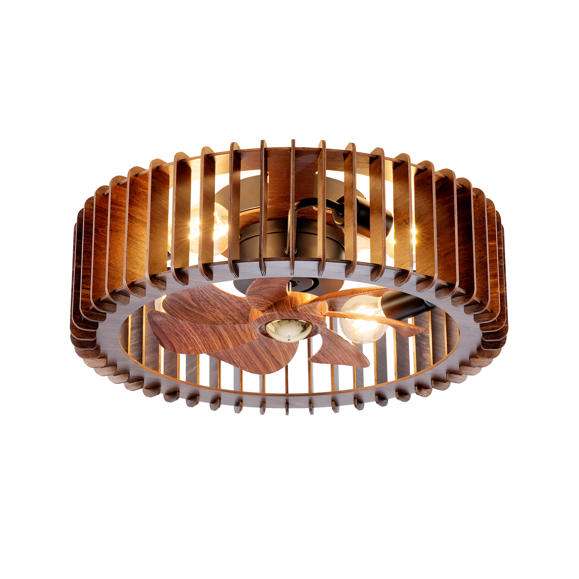 Ventilateur plafond 20 po luminaire télécommande 6 vitesses bois
