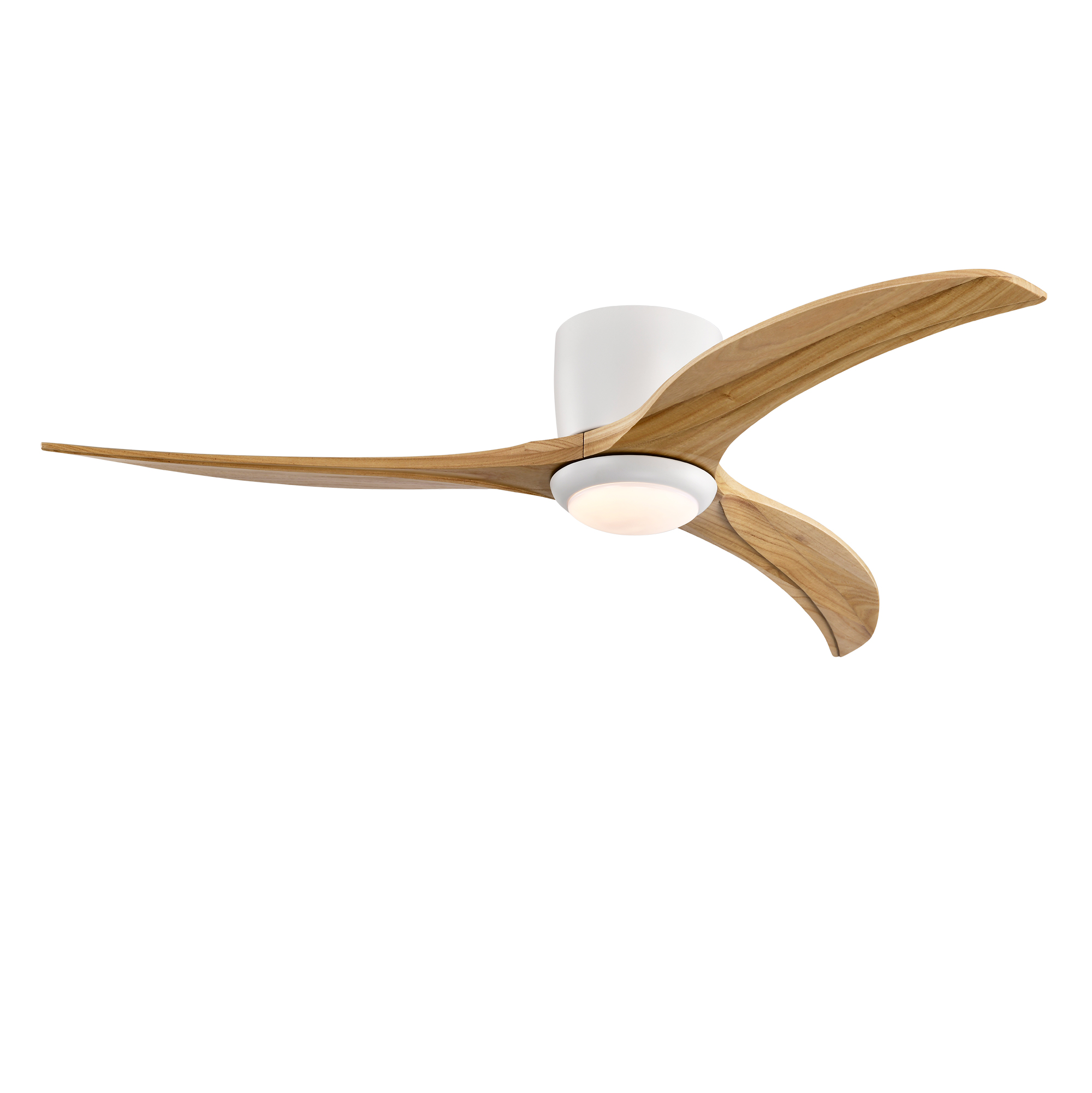 Ventilateur plafond 52 po, pales bois massif, lumière, blanc mat