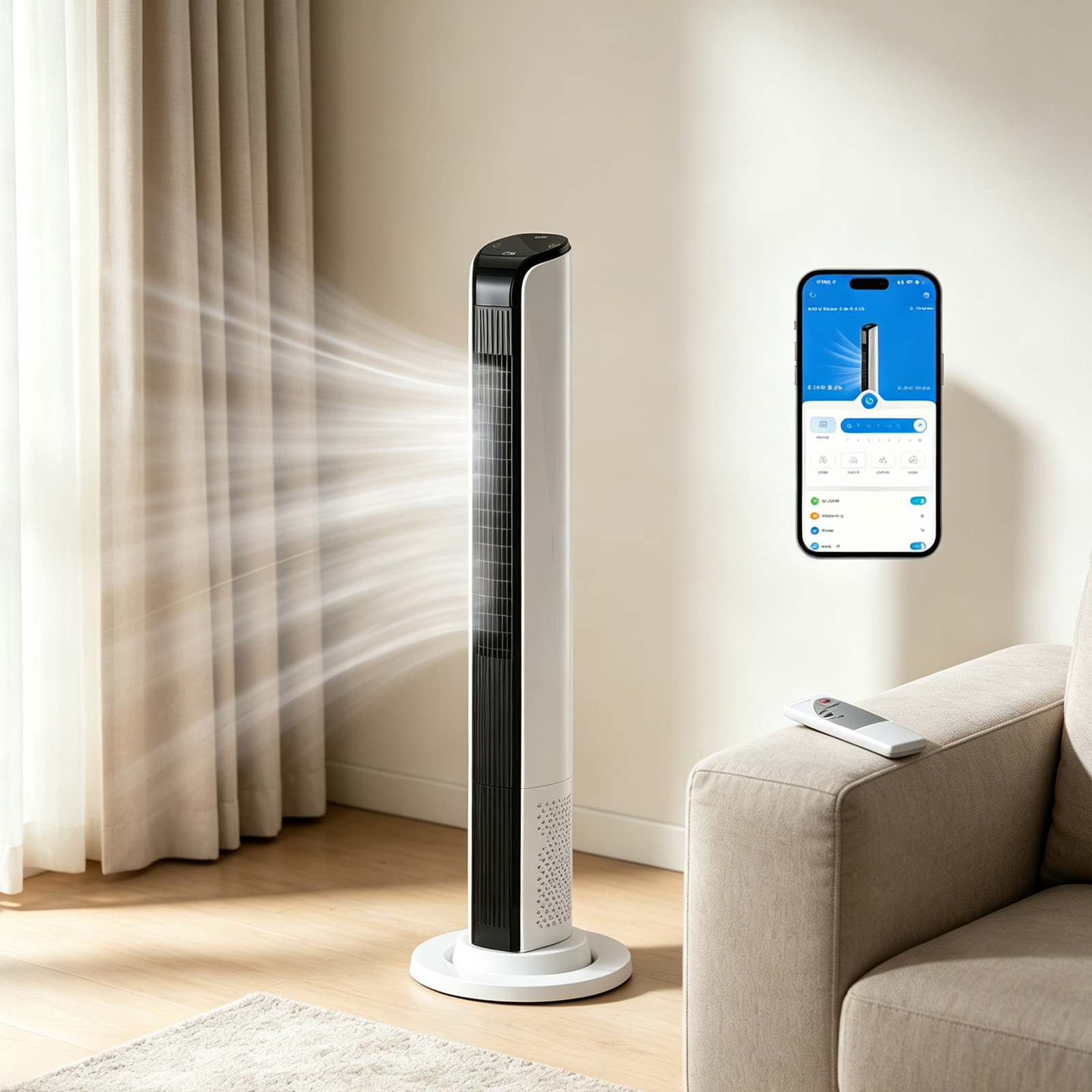 Ventilateur tour 42po WiFi 65W moteur cuivre sans pale