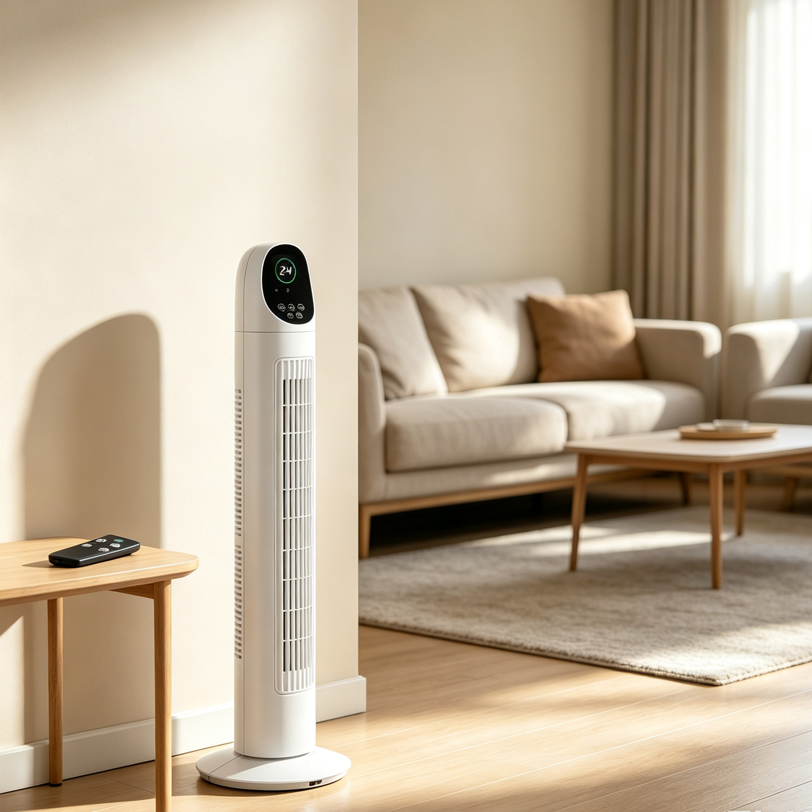 Ventilateur tour 34po 50W, télécommande, minuterie 9h, noir