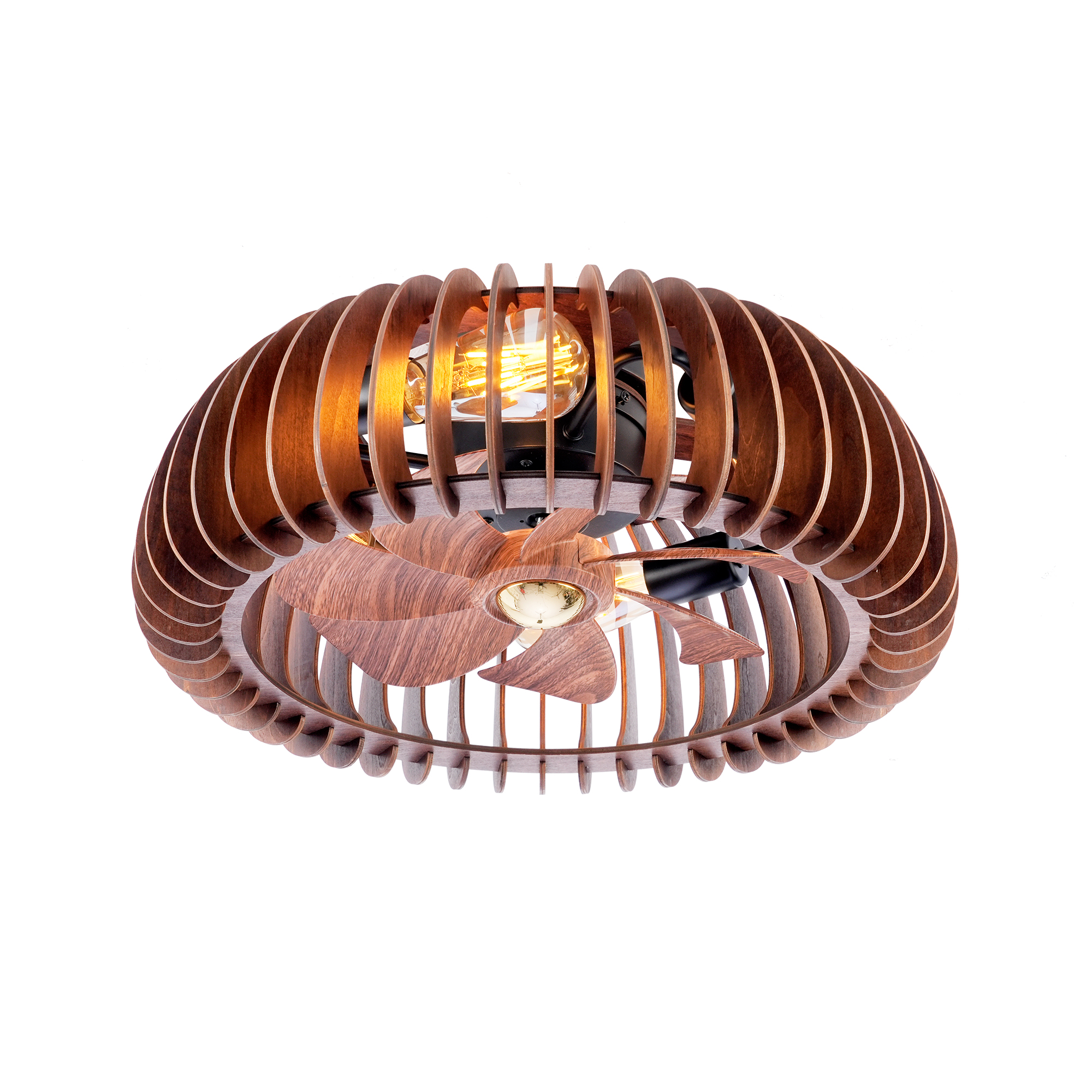 Ventilateur plafond 20" demi-lune DEL, 6 vitesses, bois