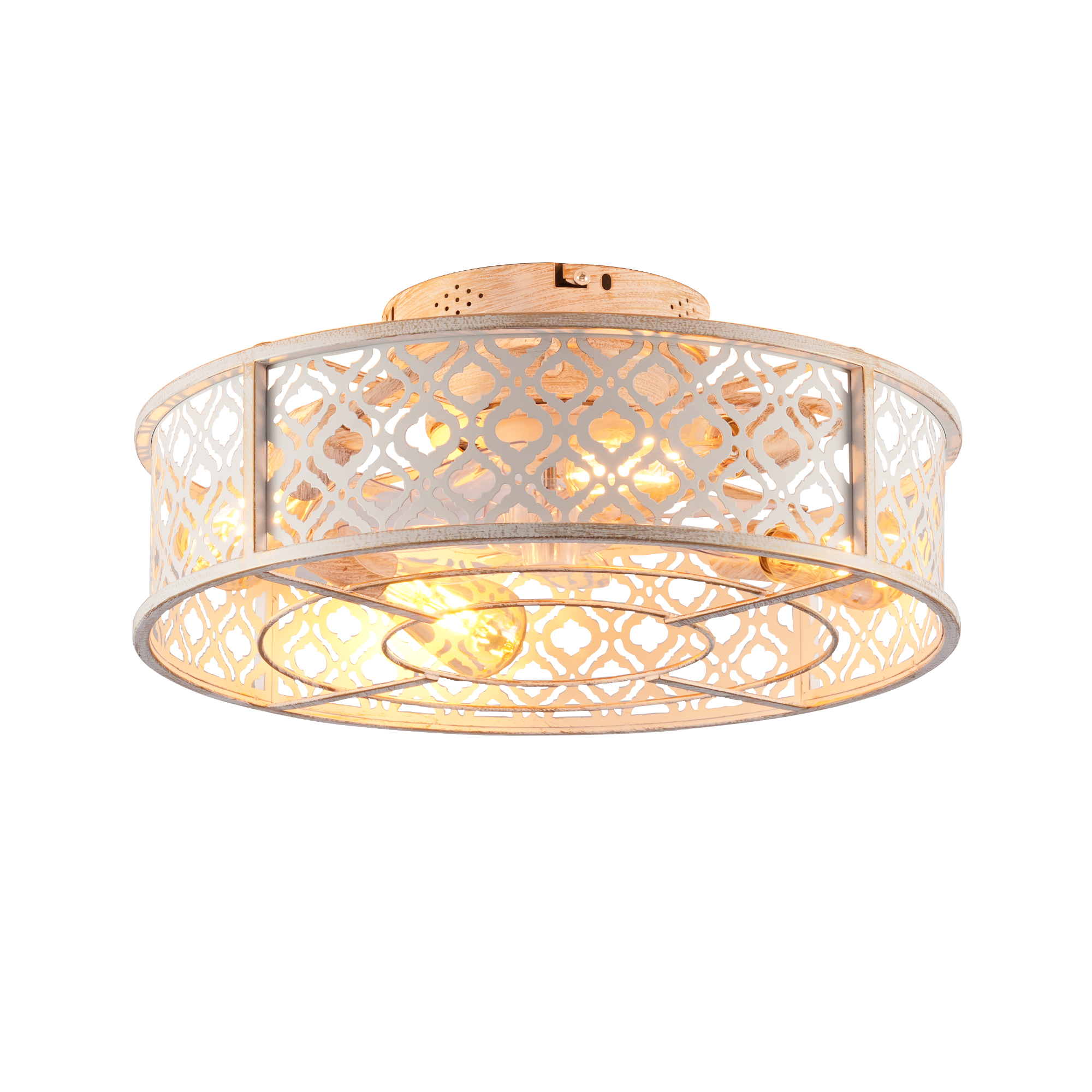 Ventilateur plafond 20 po style fleuri cage blanc rétro