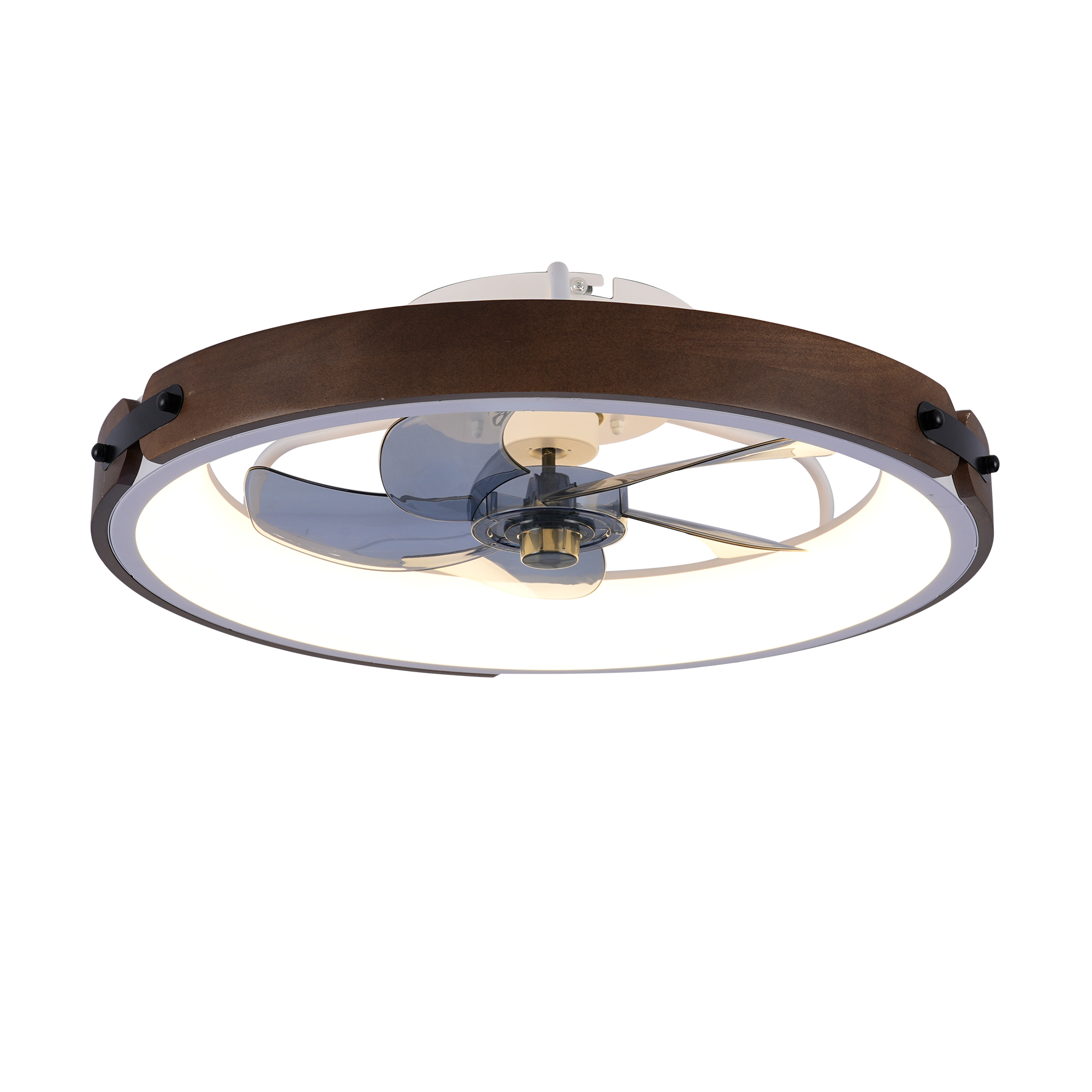 Ventilateur plafond 20'', LED, télécommande, noyer noir