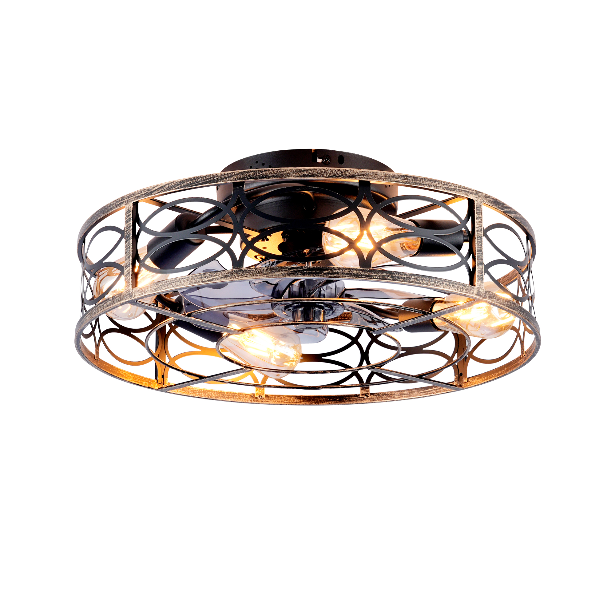 Ventilateur plafond 20" cages LED télécommande