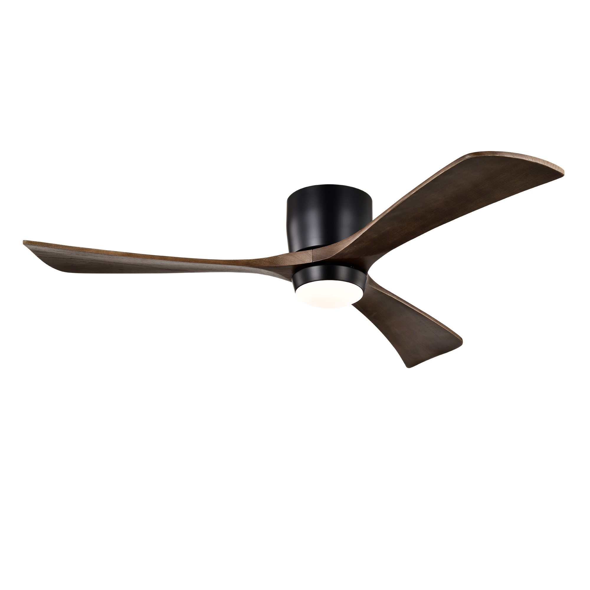 Ventilateur plafond 52po pales bois, télécommande, noir mat