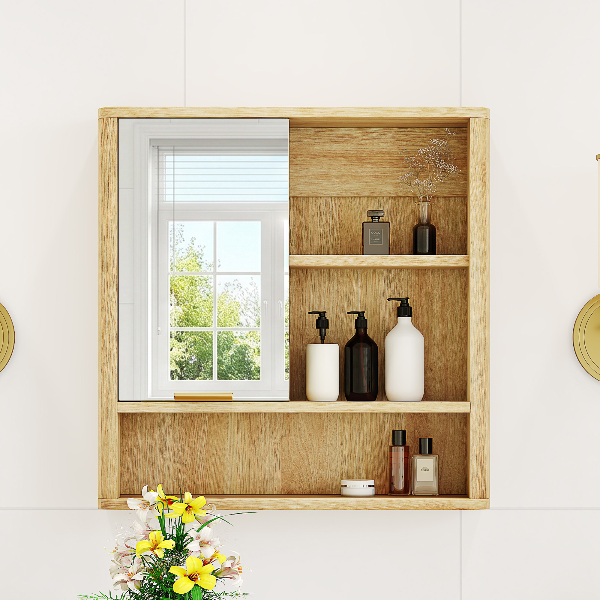 Armoire murale miroir bois MDF salle bain