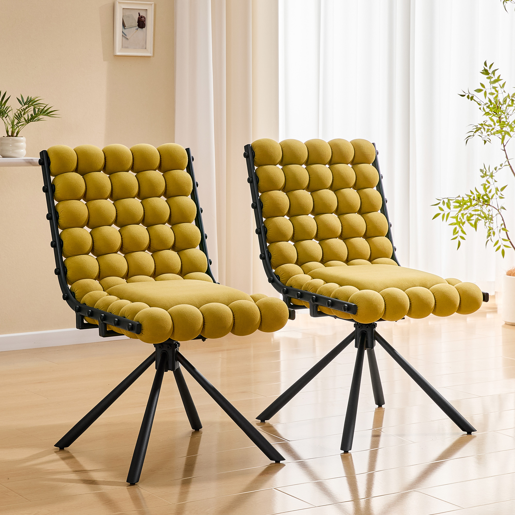 Chaises à bulle velours ensemble 2 jambes noires modernes