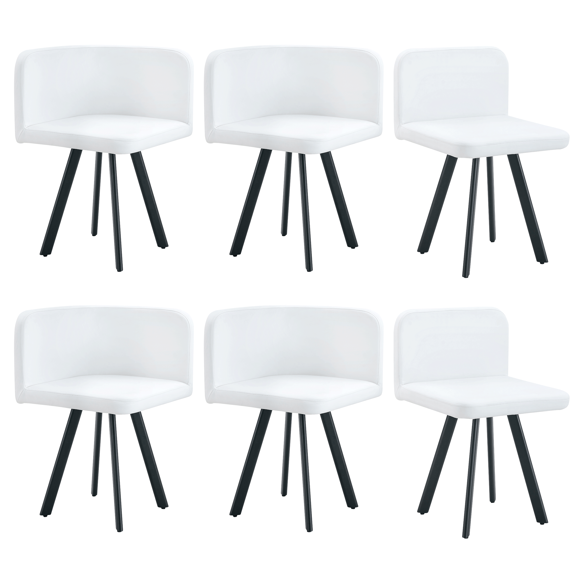 Ensemble 6 chaises blanc moderne, matériau PU, designs variés