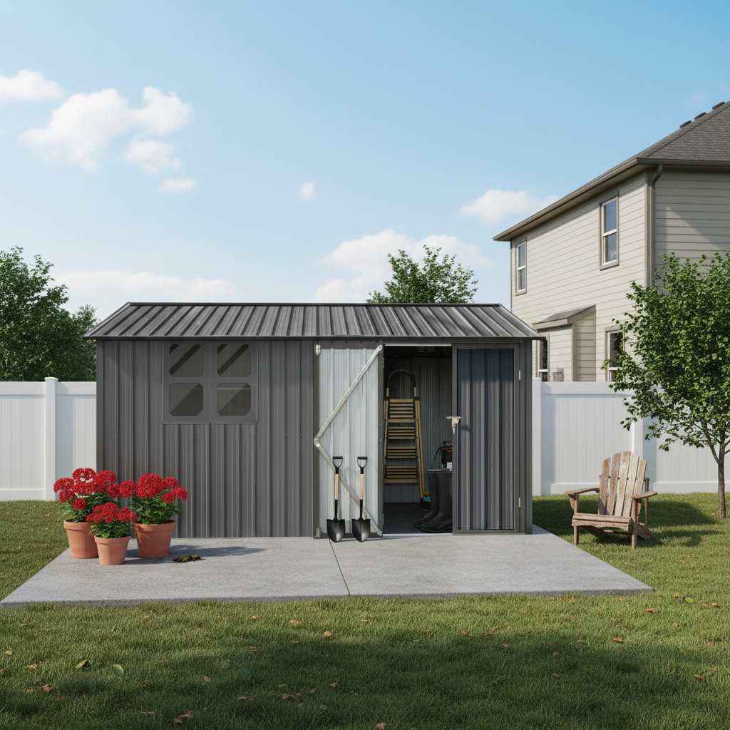 Remise métal 12x10 pi grise avec fenêtre