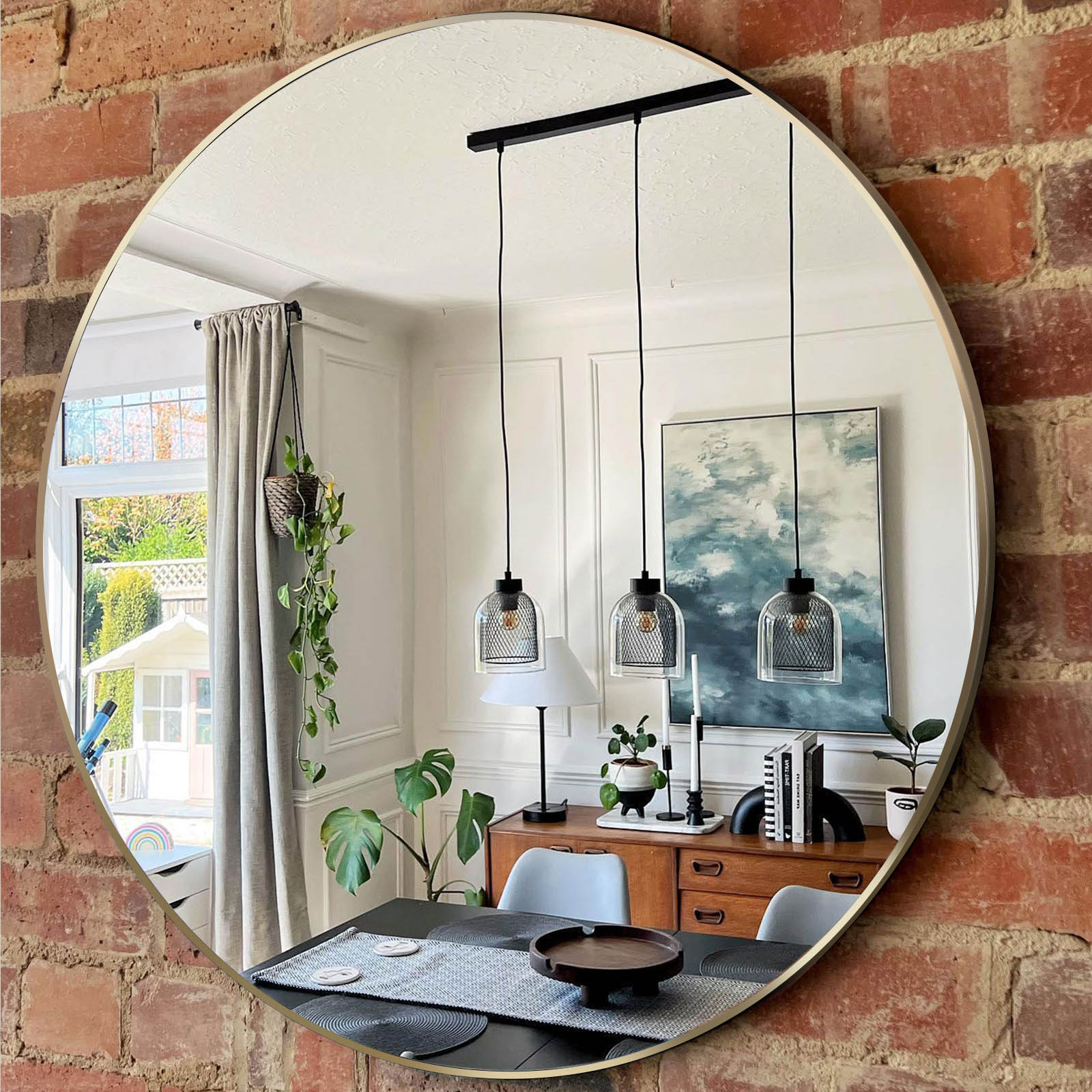 Miroir rond salle bain cadre or 30po W2203P182022