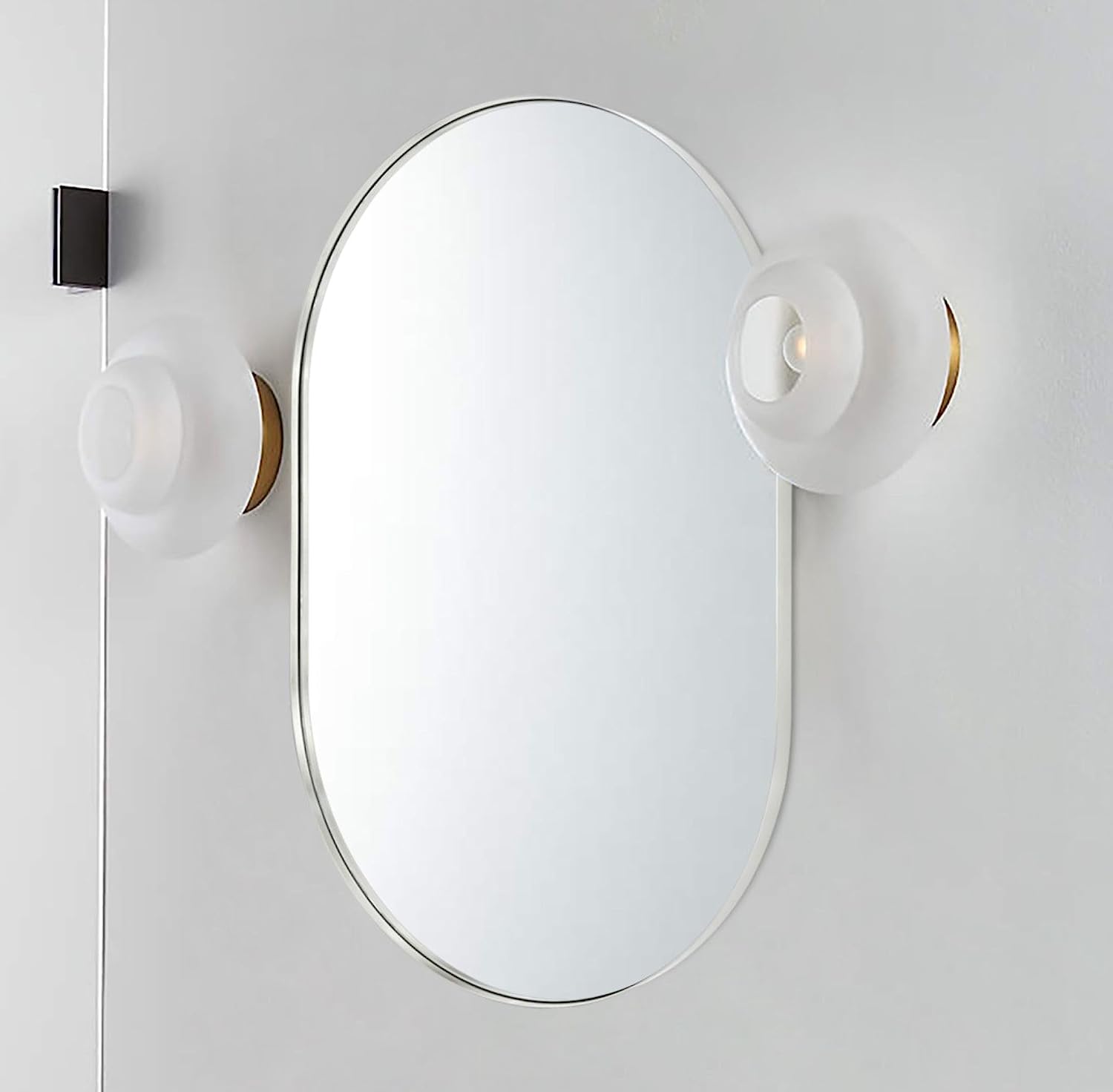Miroir oval métal 20x33 po, argenté