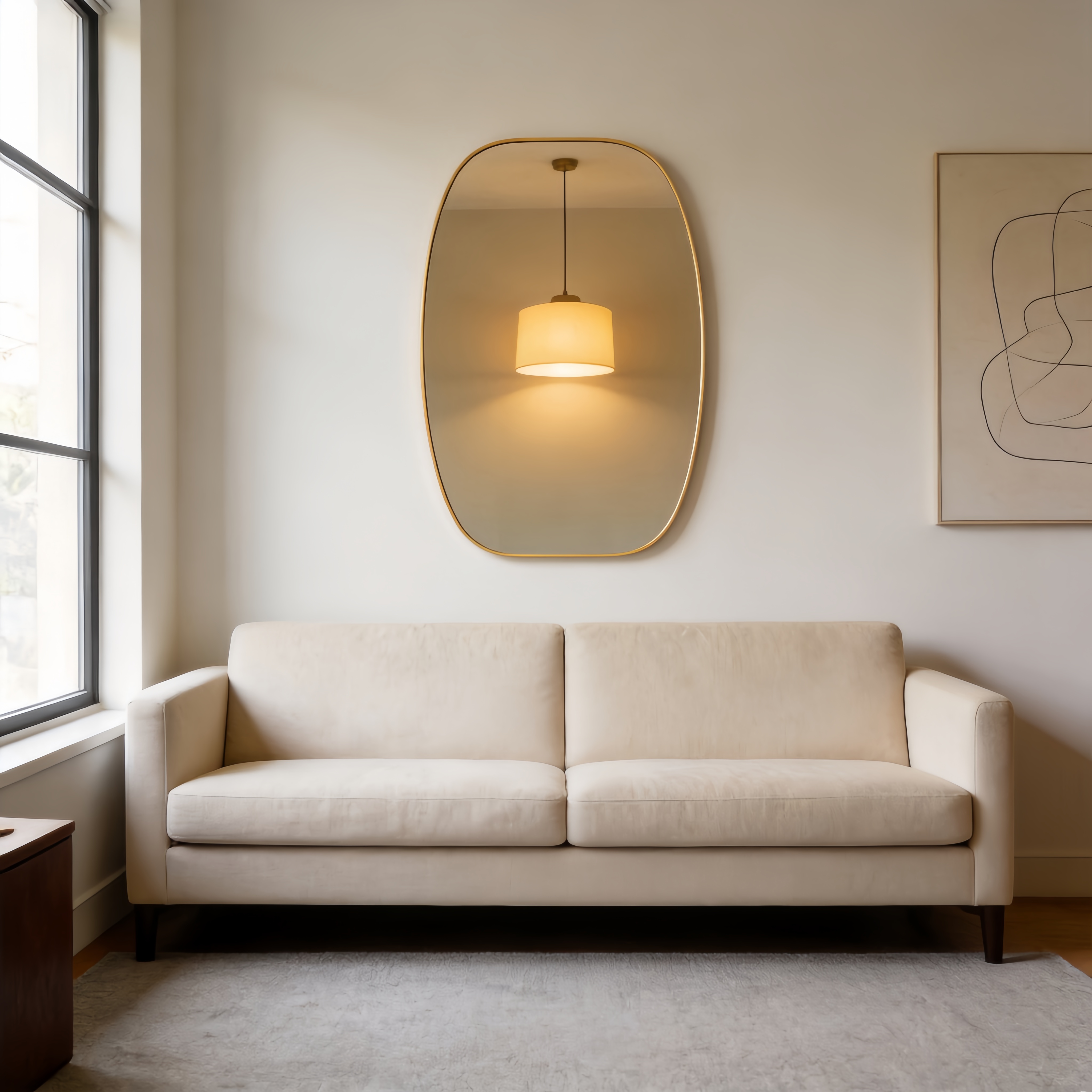Miroir vanité oval 30x48 po cadre métal doré salle bain