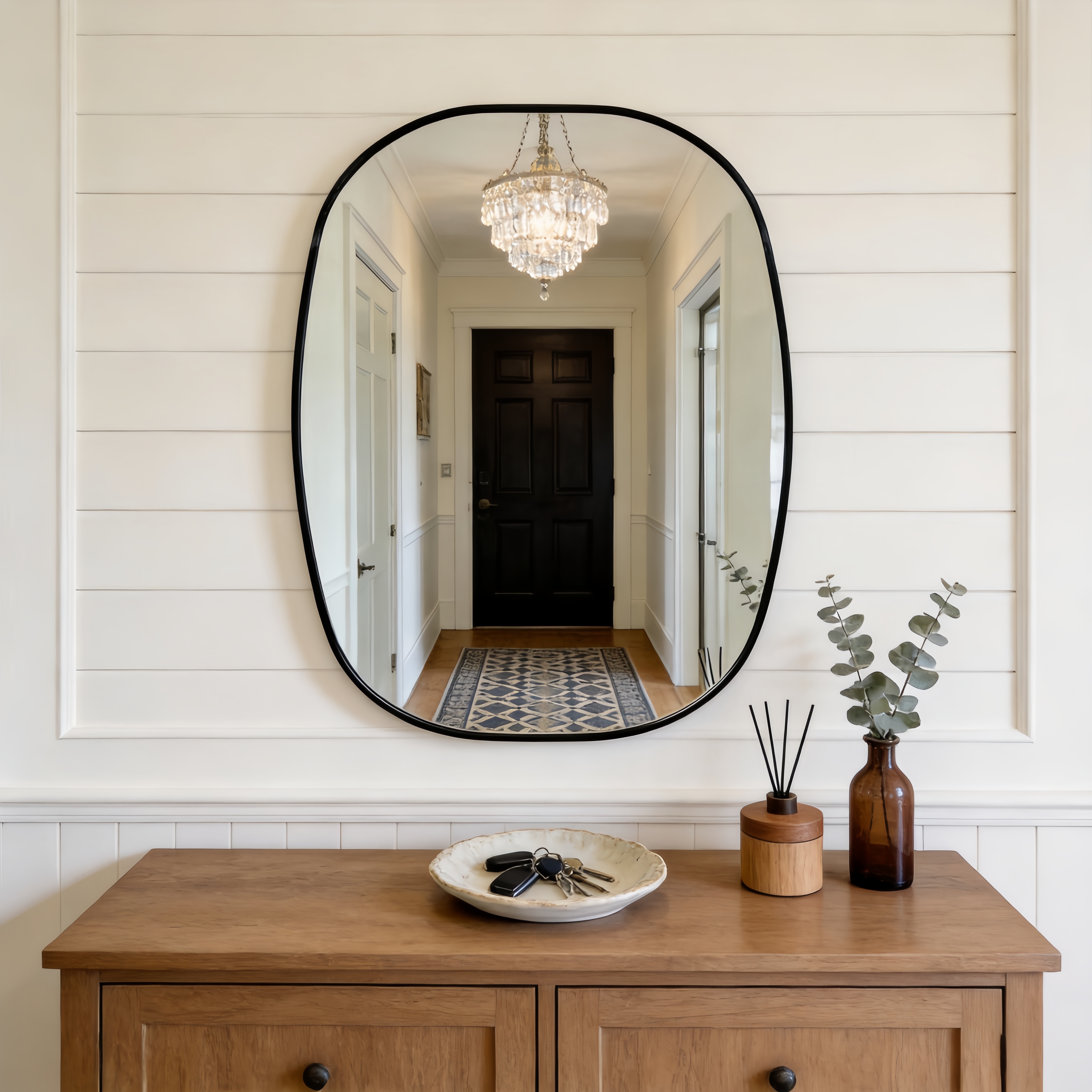 Miroir salle bain ovale métal noir 24x32 po