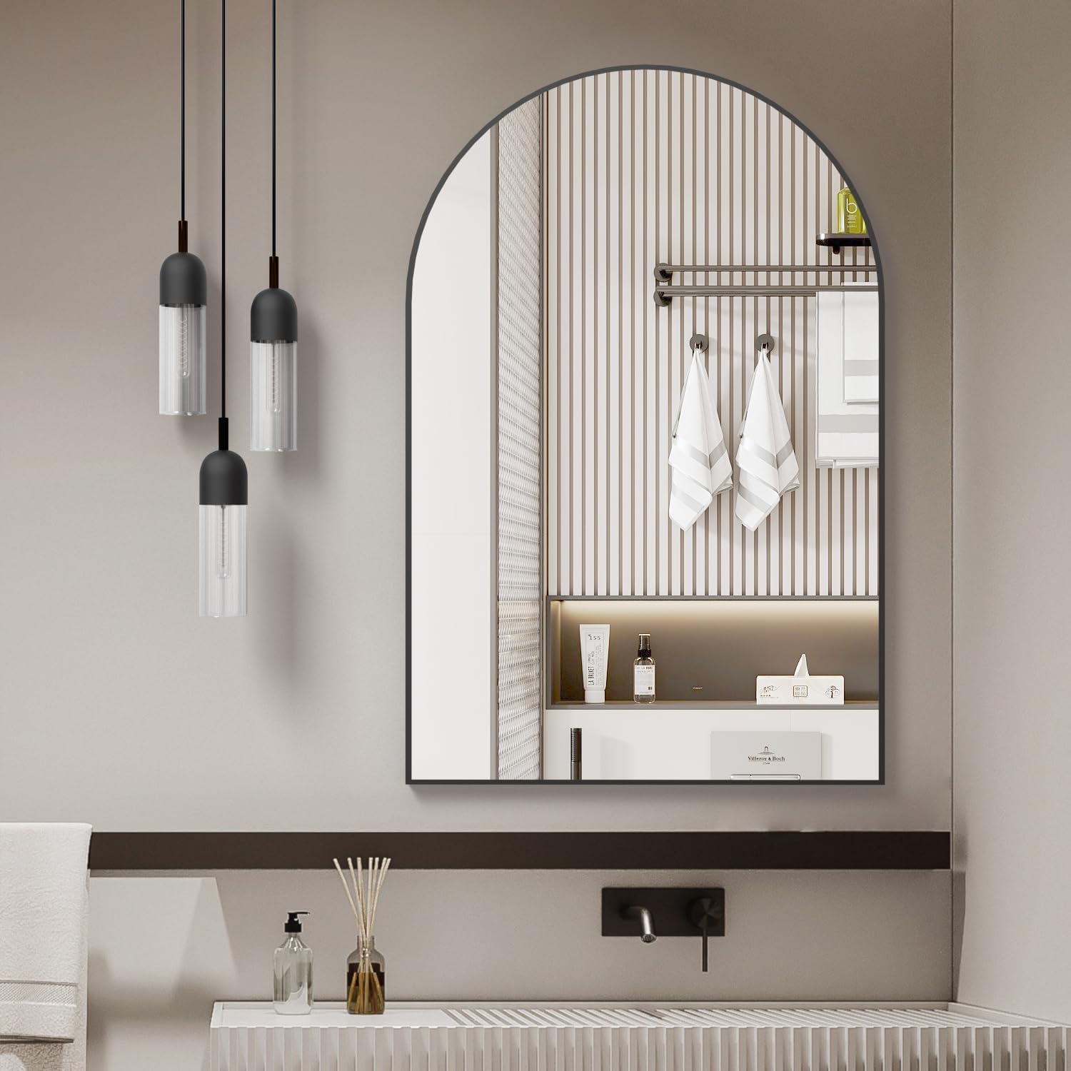 Miroir Salle Bain Arqué Noir 24x32 po W2203P220253