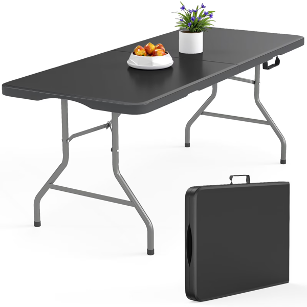 Table pliante rectangulaire 6 pi noire plastique