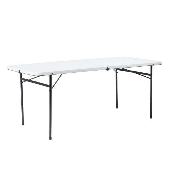 Table pliante plastique ronde 6pi, blanche