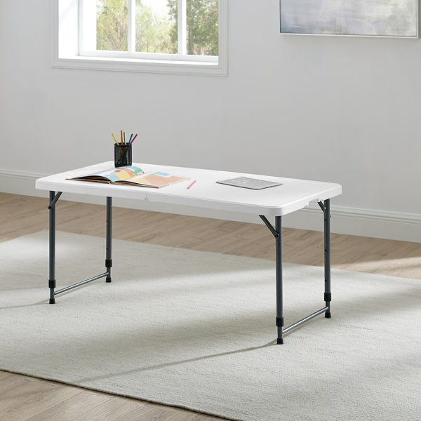 Table Pliante Plastique Blanche Hauteur Ajustable 4 pi