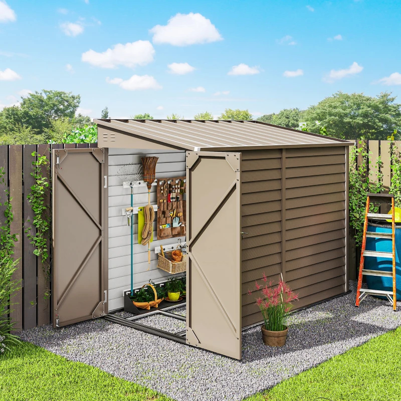 Remise métal 4,6'x9' toit appuyé brun avec fondation