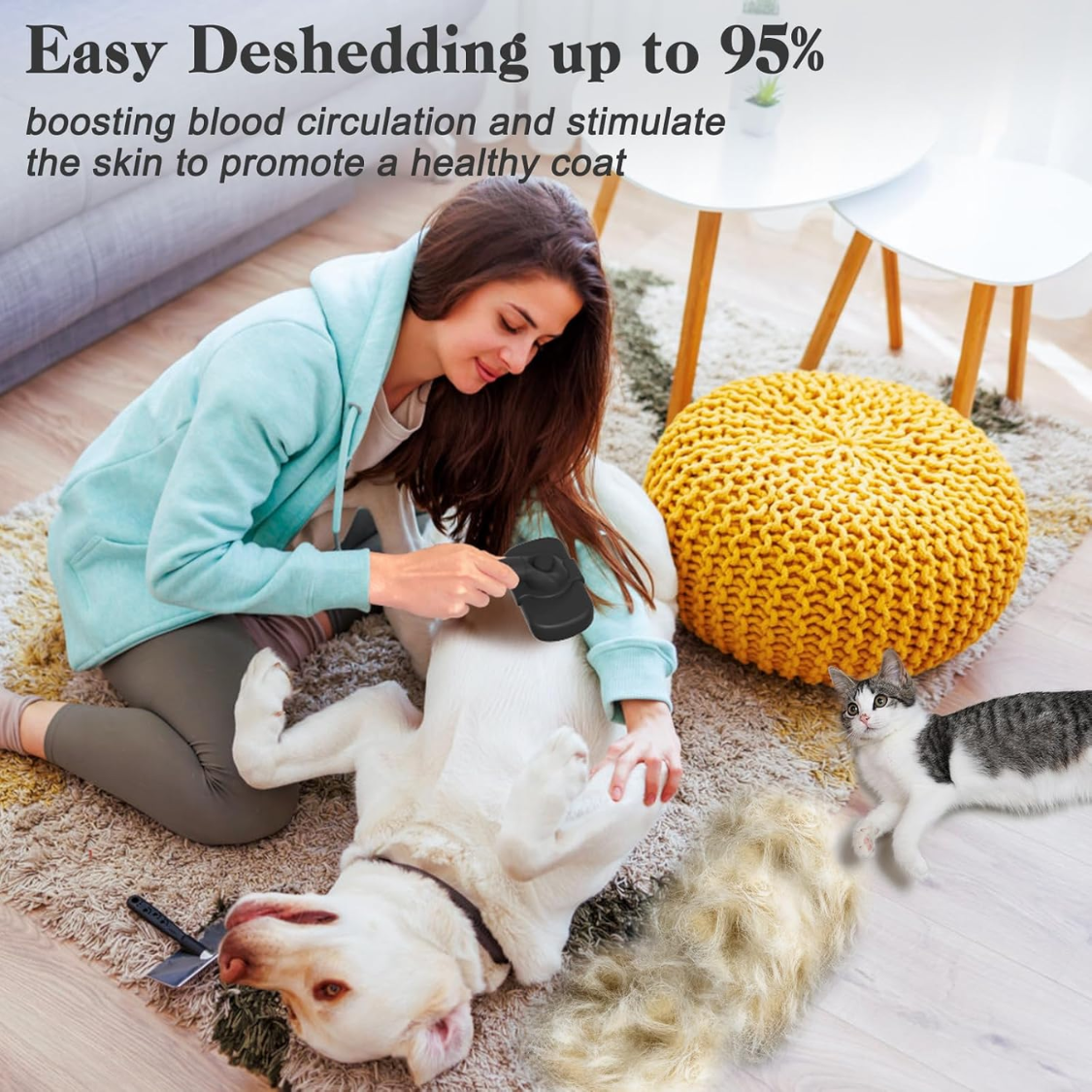 Brosse Autettoyante Déshedding - Outil Toilettage Chiens Chats Chiots