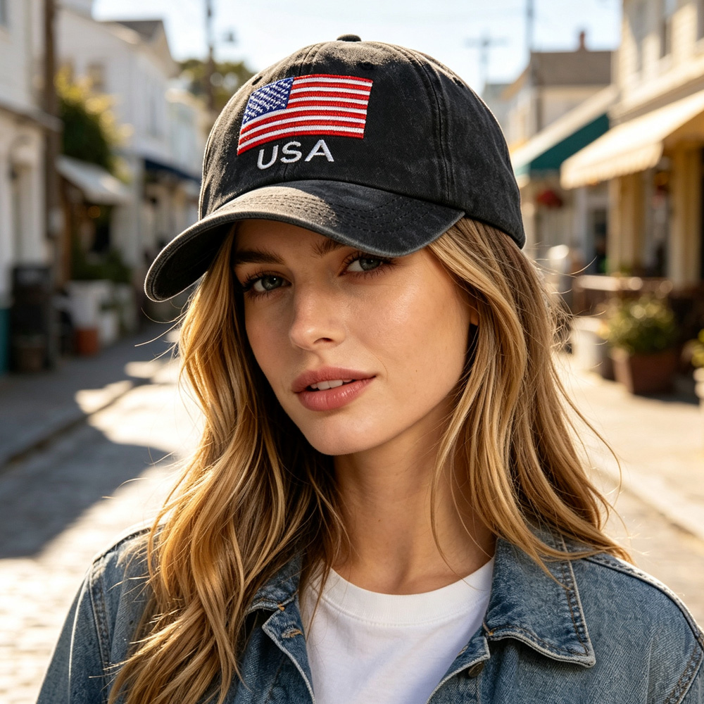 2x Casquette baseball drapeau USA broderie homme/femme
