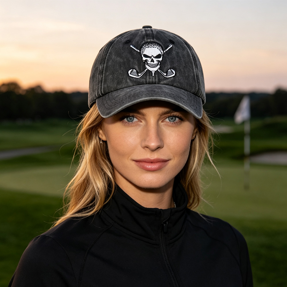 2x Casquette baseball golf crâne bâtons de golf homme/femme