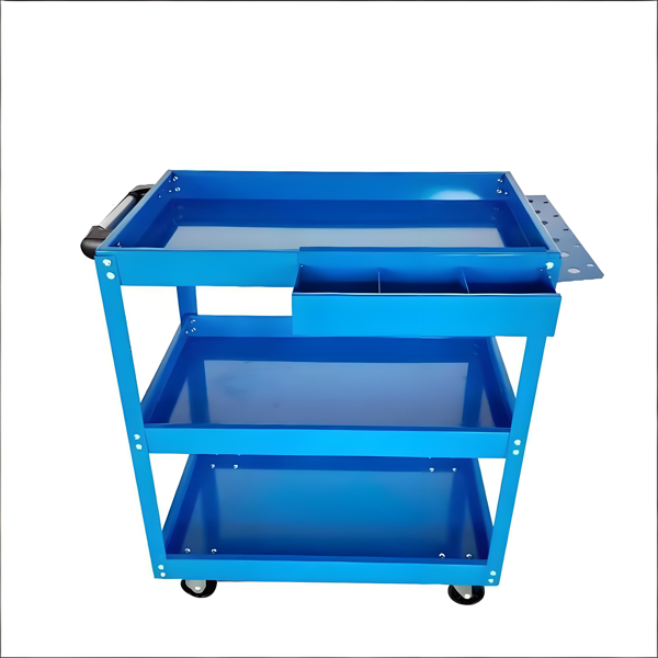 Chariot outils 3 étages roues verrouillables acier bleu