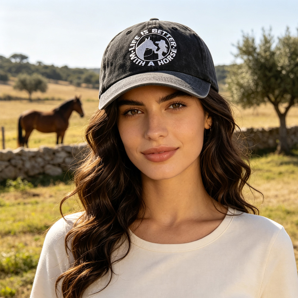 Casquette baseball cheval vintage western femme