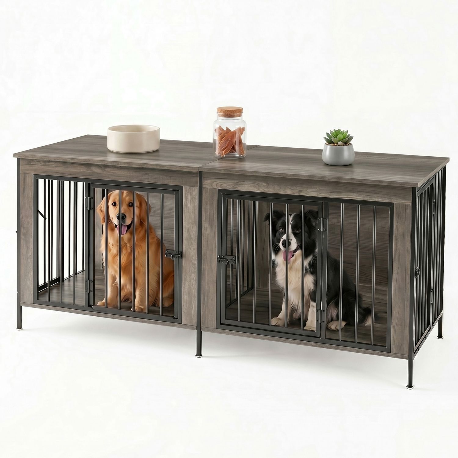 Double niche chien meuble TV divider porte extra